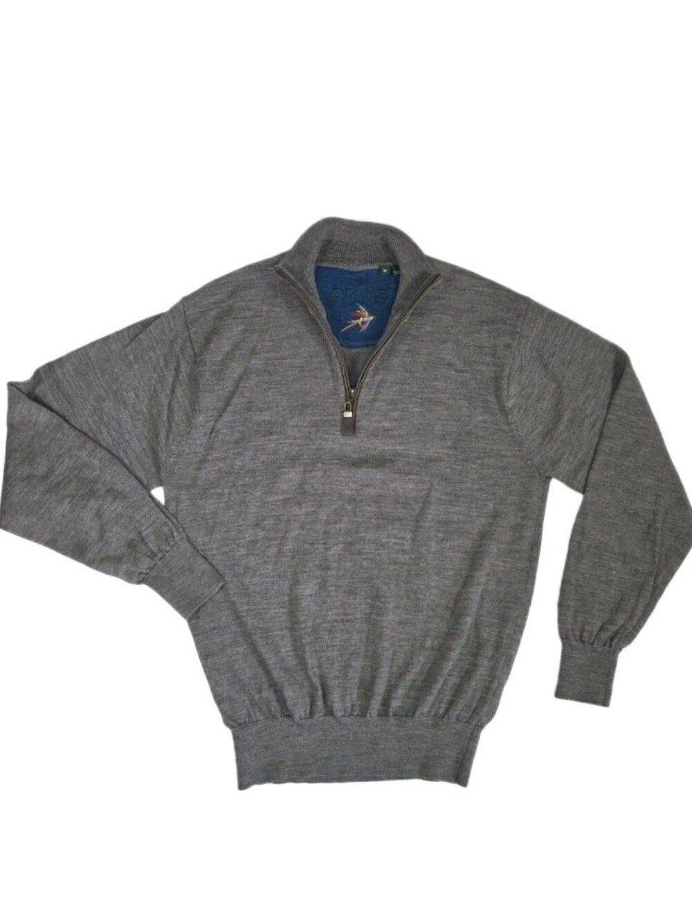 Orvis 100% Merino Wool Quarter Zip Pullover Sweater Mens Size M Gray Old Money